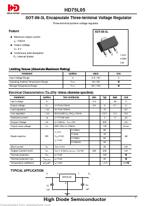 HD75L05 Datasheet PDF Jiangsu High diode Semiconductor Co., Ltd