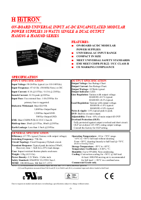 HAM10D-120045 Datasheet PDF HITRON ELECTRONICS CORPORTION