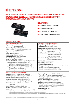 HDM17-12B-D05 Datasheet PDF HITRON ELECTRONICS CORPORTION