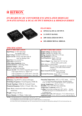 HDM20-24B-S03 Datasheet PDF HITRON ELECTRONICS CORPORTION