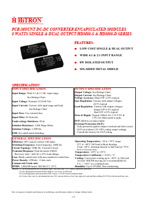 HDM08-D Datasheet PDF HITRON ELECTRONICS CORPORTION
