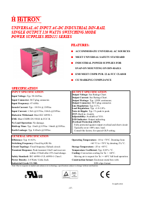 HID125-S120100 Datasheet PDF HITRON ELECTRONICS CORPORTION