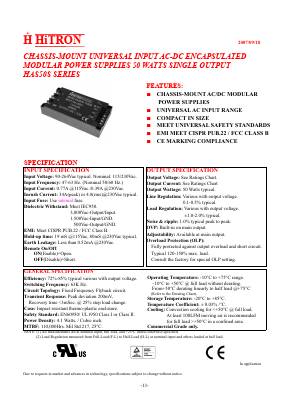 HAS50S Datasheet PDF HITRON ELECTRONICS CORPORTION