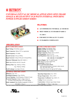HMI19-S033050 Datasheet PDF HITRON ELECTRONICS CORPORTION