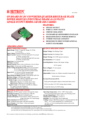 HDH80-48B-S018250 Datasheet PDF HITRON ELECTRONICS CORPORTION