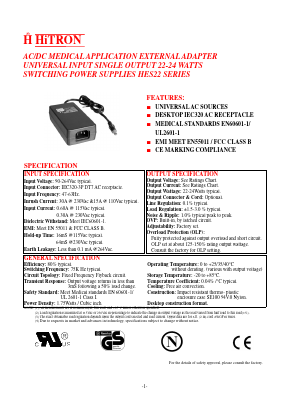 HES22-240100 Datasheet PDF HITRON ELECTRONICS CORPORTION