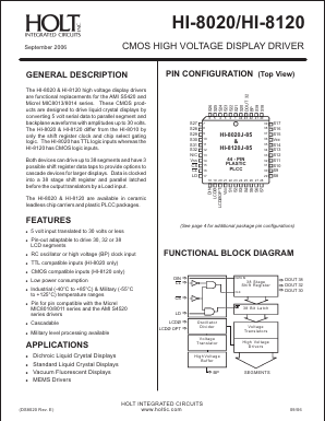 HI-8020JF-85 Datasheet PDF Holt Integrated Circuits