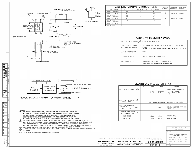 613SS Datasheet PDF Honeywell Accelerometers