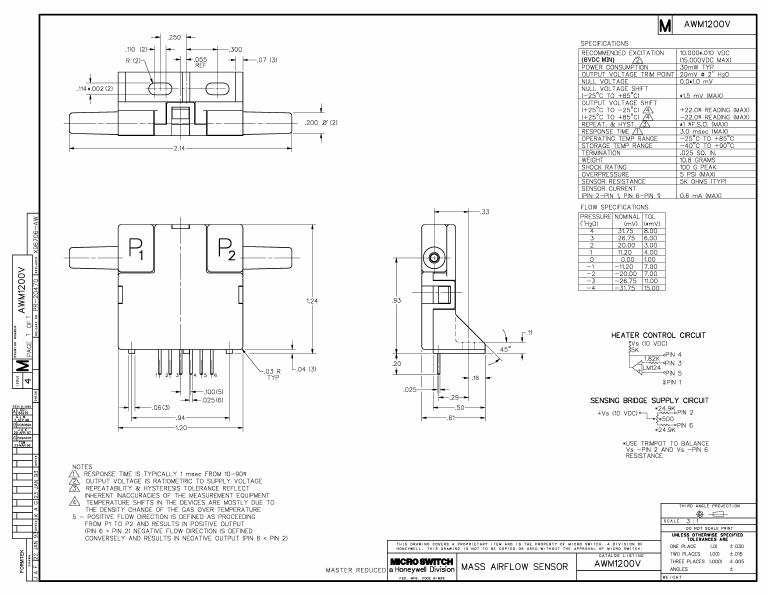 AWM1200V Datasheet PDF Honeywell Accelerometers