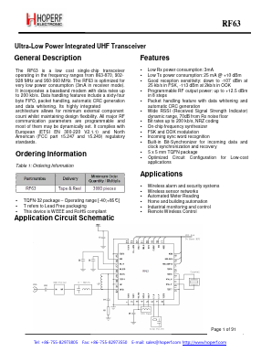RF63 Datasheet PDF HOPE Microelectronics CO., Ltd.
