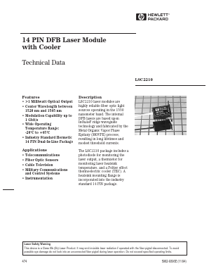 LSC2210 Datasheet PDF HP => Agilent Technologies