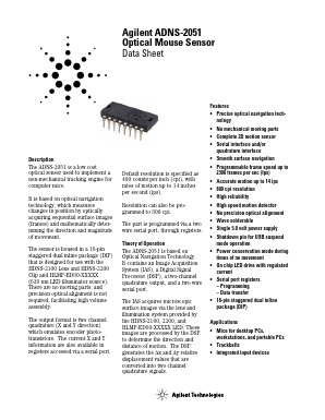 ADNS-2051 Datasheet PDF HP => Agilent Technologies