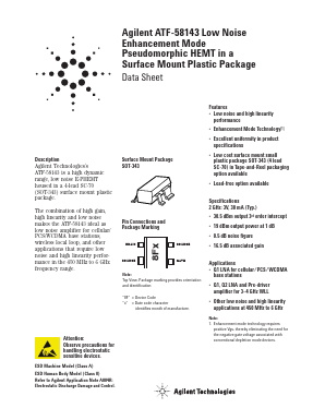 ATF-58143 Datasheet PDF HP => Agilent Technologies