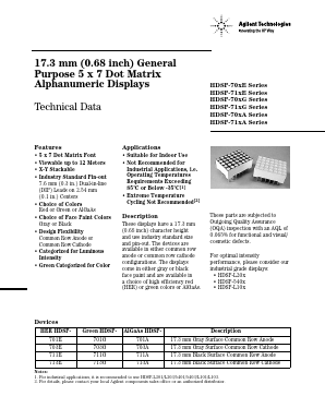 HDSP-70 Datasheet PDF HP => Agilent Technologies