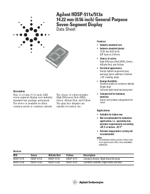 HDSP-513A Datasheet PDF HP => Agilent Technologies