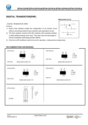 DTA123YE Datasheet PDF Shenzhen Jin Yu Semiconductor Co., Ltd. 