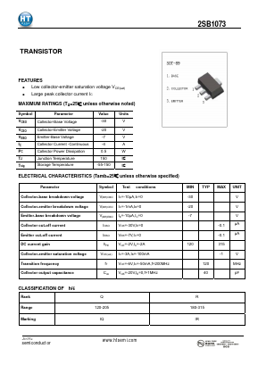 2SB1073 Datasheet PDF Shenzhen Jin Yu Semiconductor Co., Ltd. 
