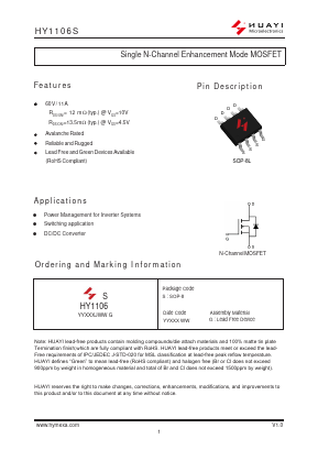 HY1106S Datasheet PDF HUAYI MICROELECTRONICS CO.,LTD.
