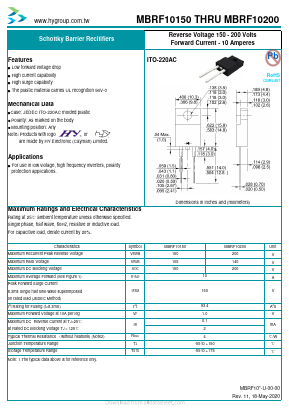 MBRF10200 Datasheet PDF HY ELECTRONIC CORP.