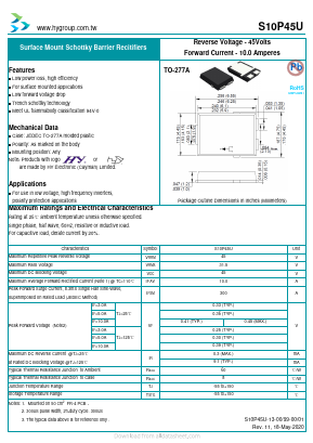 S10P45U Datasheet PDF HY ELECTRONIC CORP.