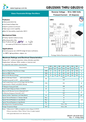 GBU2506 Datasheet PDF HY ELECTRONIC CORP.