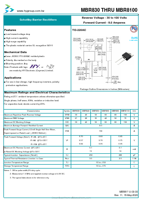 MBR880 Datasheet PDF HY ELECTRONIC CORP.