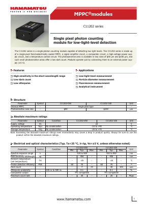 C11202 Datasheet PDF Hamamatsu Photonics