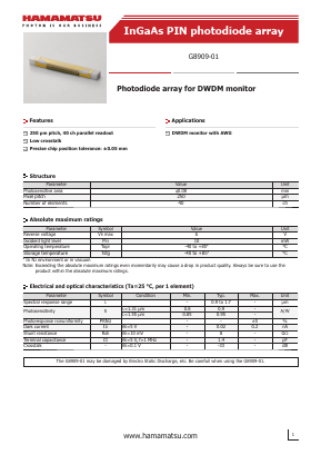 G8909-01 Datasheet PDF Hamamatsu Photonics