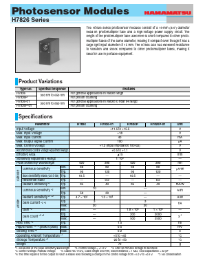 H7826P Datasheet PDF Hamamatsu Photonics