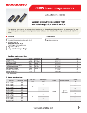 S10112-256Q Datasheet PDF Hamamatsu Photonics