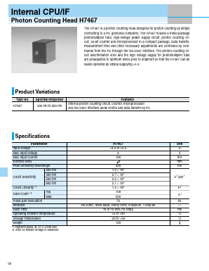 H7467 Datasheet PDF Hamamatsu Photonics