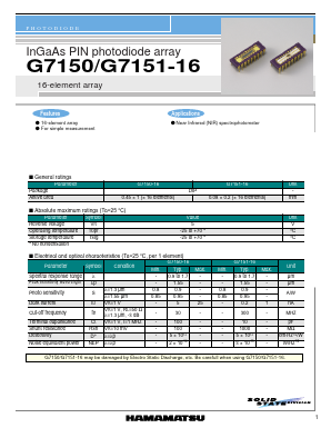 G7150-16 Datasheet PDF Hamamatsu Photonics