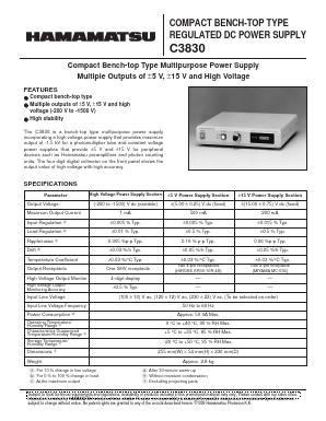 C3830 Datasheet PDF Hamamatsu Photonics