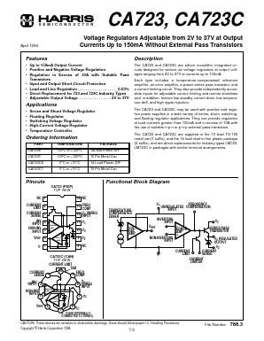 CA723T Datasheet PDF Harris Semiconductor