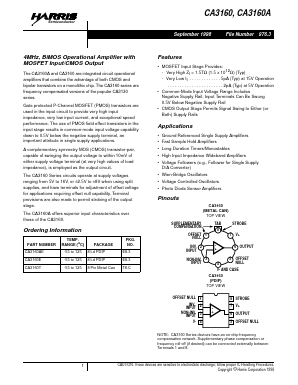 CA3160 Datasheet PDF Harris Semiconductor