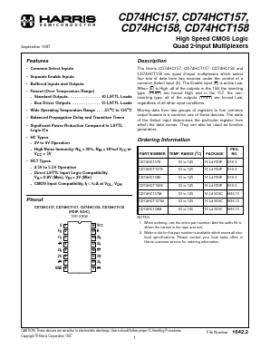 CD74HCT157 Datasheet PDF Harris Semiconductor