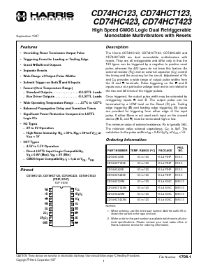 CD74HCT123 Datasheet PDF Harris Semiconductor