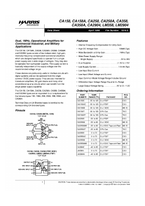 CA158E Datasheet PDF Harris Semiconductor