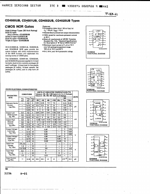 CD4000UBE Datasheet PDF Harris Semiconductor
