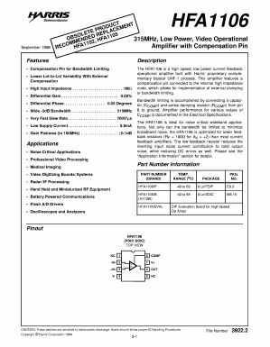 HFA1106IB Datasheet PDF Harris Semiconductor
