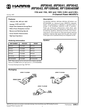 IRF9541 Datasheet PDF Harris Semiconductor
