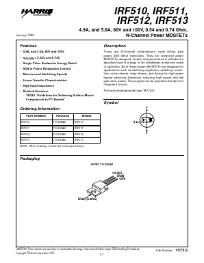 IRF510 Datasheet PDF Harris Semiconductor