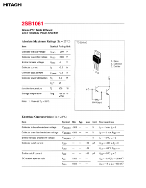 2SB1061 Datasheet PDF Hitachi -> Renesas Electronics