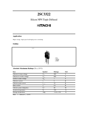 2SC3322 Datasheet PDF Hitachi -> Renesas Electronics