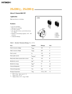 2SJ290 Datasheet PDF Hitachi -> Renesas Electronics