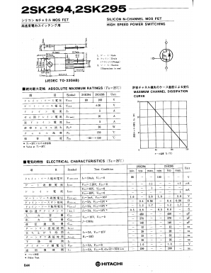2SK295 Datasheet PDF Hitachi -> Renesas Electronics