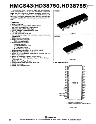 HD38750 Datasheet PDF Hitachi -> Renesas Electronics