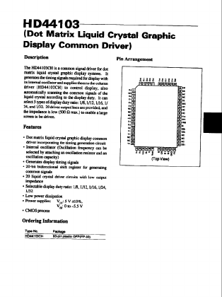 HD44103 Datasheet PDF Hitachi -> Renesas Electronics