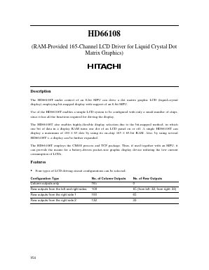 HD66108T00 Datasheet PDF Hitachi -> Renesas Electronics