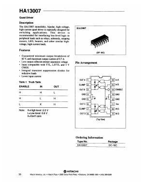 HA13007 Datasheet PDF Hitachi -> Renesas Electronics